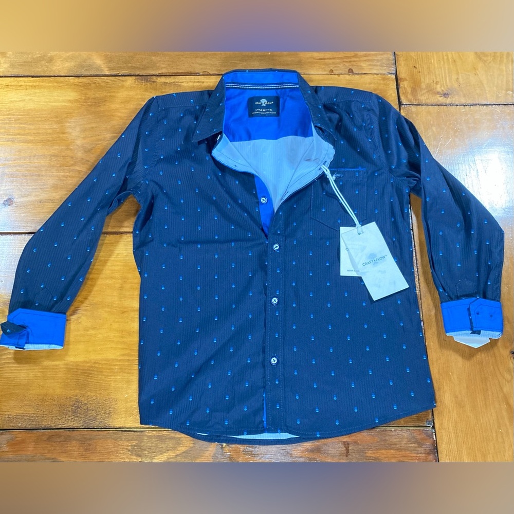 Little Boys Navy Blue Dress Shirt, Size 7, NWT by Craft Flow